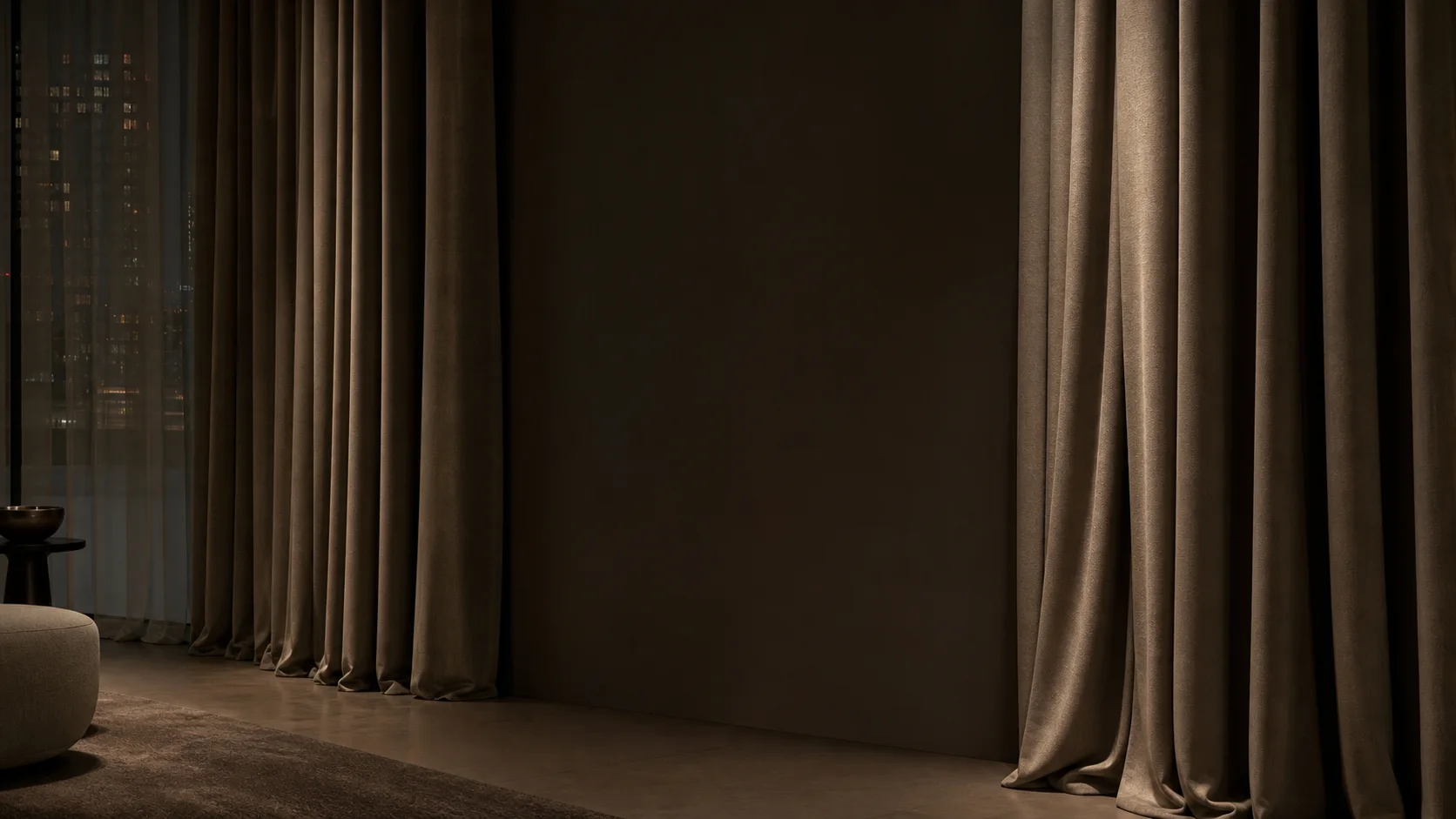Luxury draped curtains in a private residence
